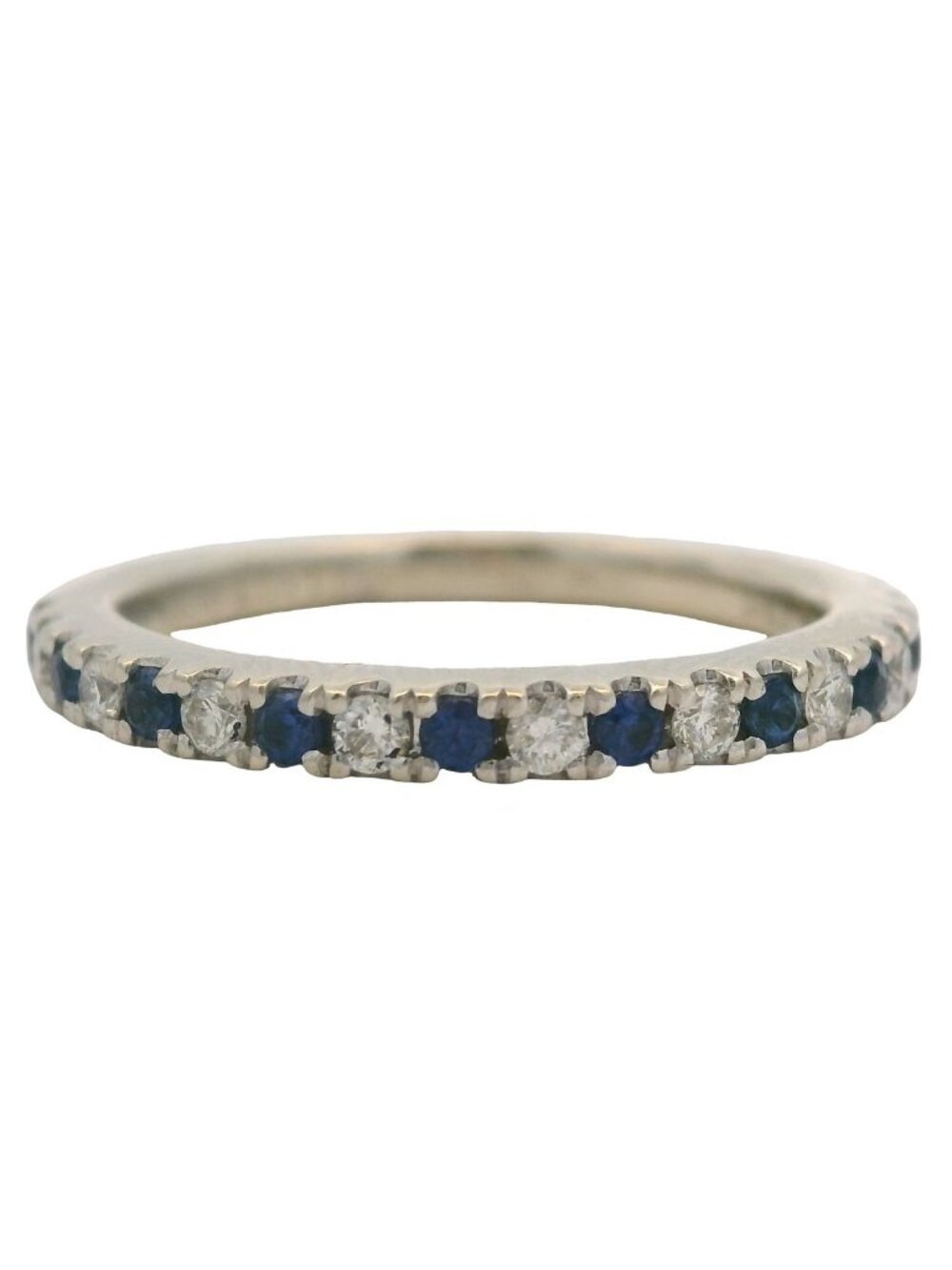 Vera Wang Love Solid 14kt White Gold Diamond and Sapphire Band Ring Size 5.25